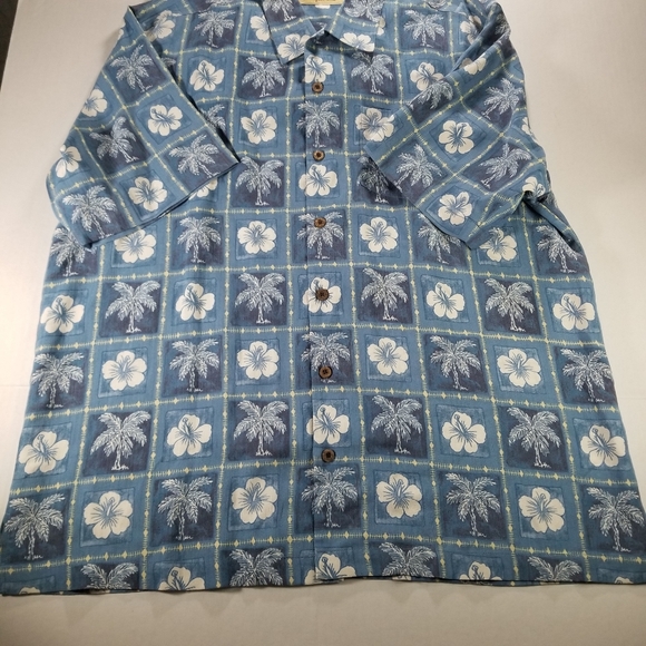 Tommy Bahama Short Sleeve Button Down Beach Side Blue XL 100% Silk Floral NWT - Picture 4 of 8